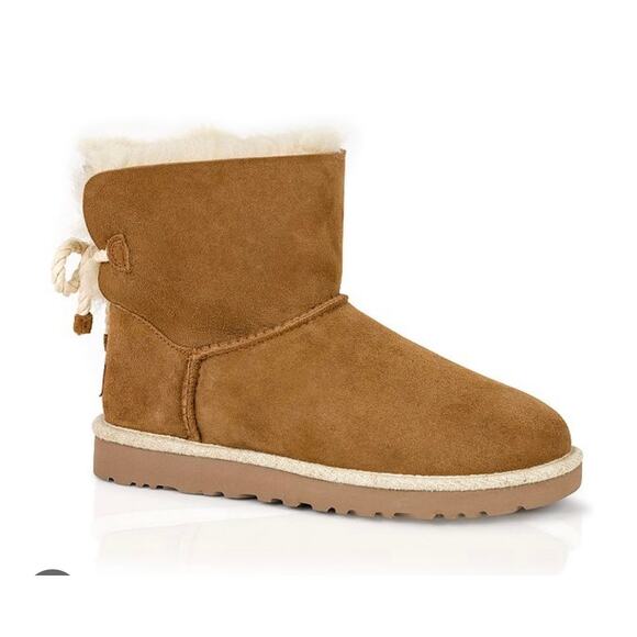 UGG Selene Rope Bailey Bow Boots Size 10 - Picture 1 of 12